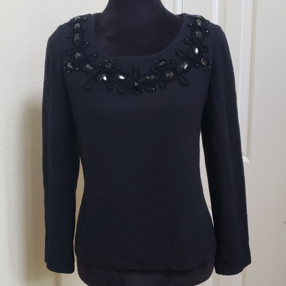 St John Couture Sweaters - St John Couture Knit Sweater Beaded Jeweled M